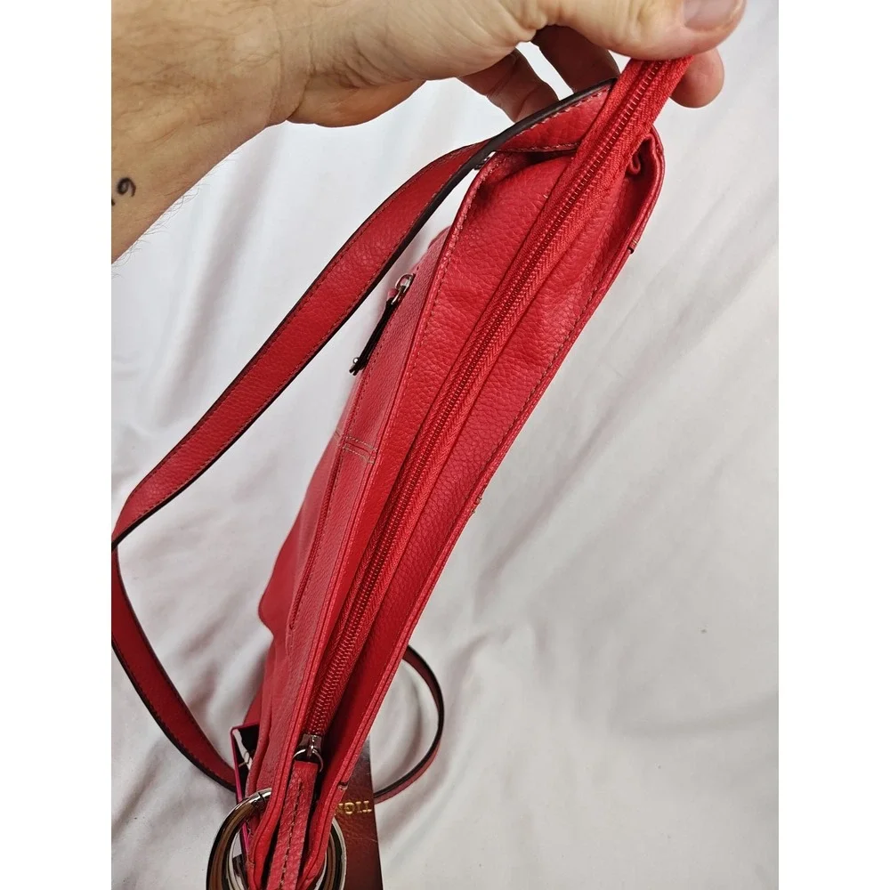Tignanello Tomato Red Leather Simply Stated Crossbody Bag Purse NWT T82405
